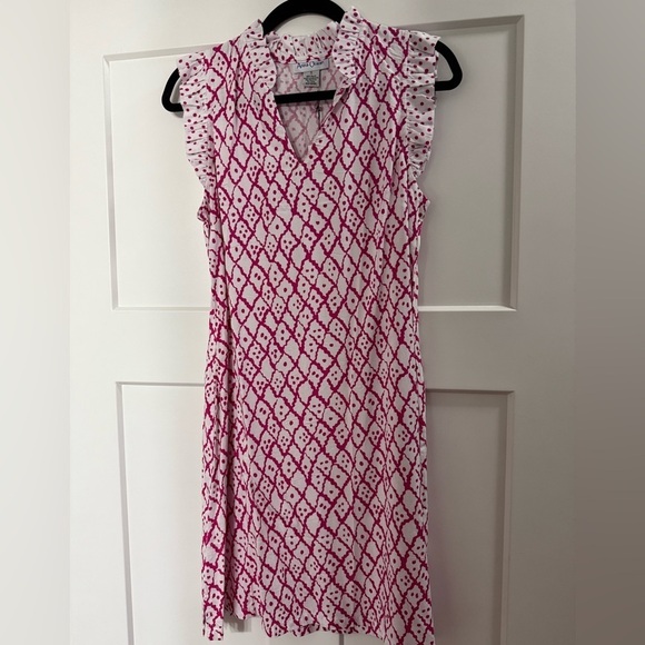 anna ocean Dresses & Skirts - Anna Ocean Pink and White Sleeveless Dress w/ pockets sz s
